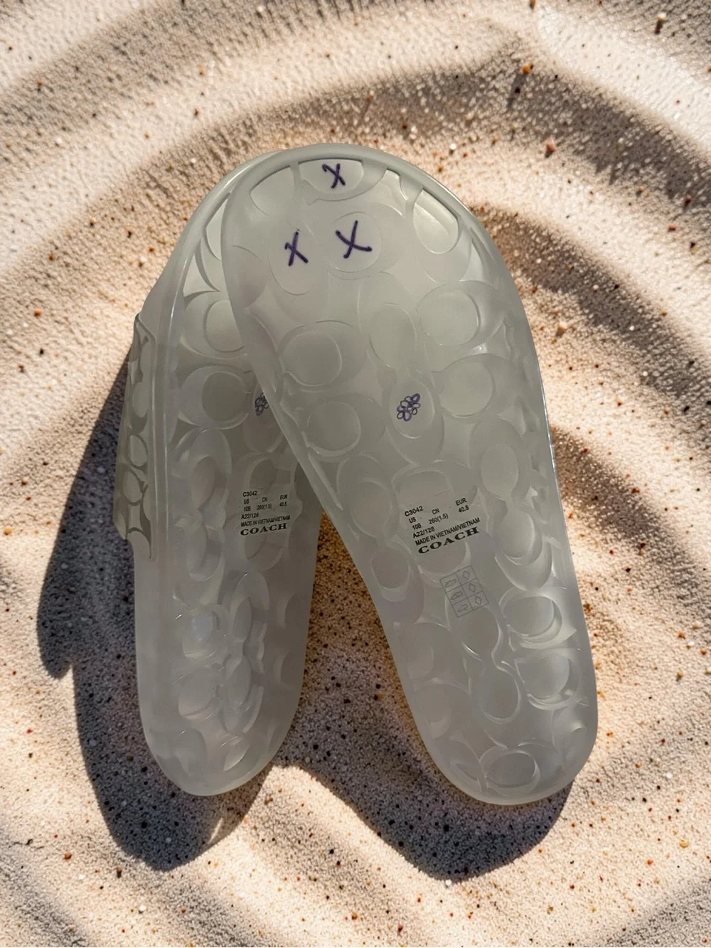 Coach Clear Iridescent Logo Jelly Pool Slides Slip On Sandals Size 10 Women's